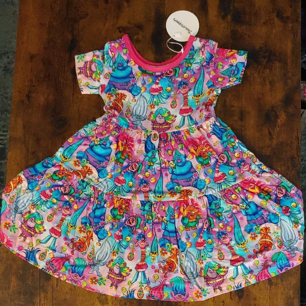 Bnwt Showstoppers Trolls 4T Dress Vibrant Colors Bamboo